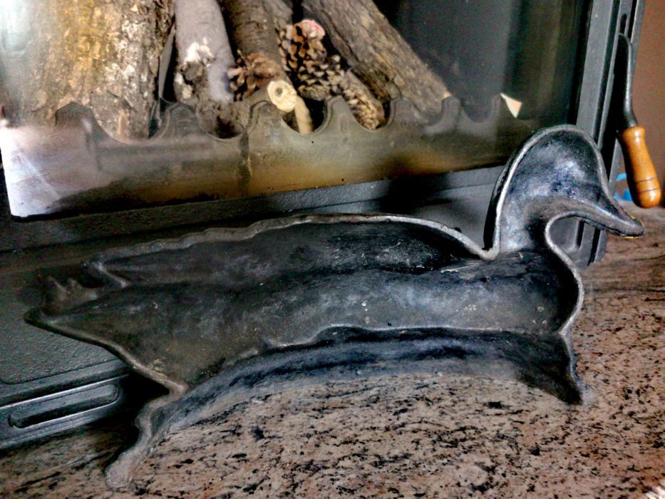 Антикварна отлята фигура зеленоглава патица подпирачка за врата декор