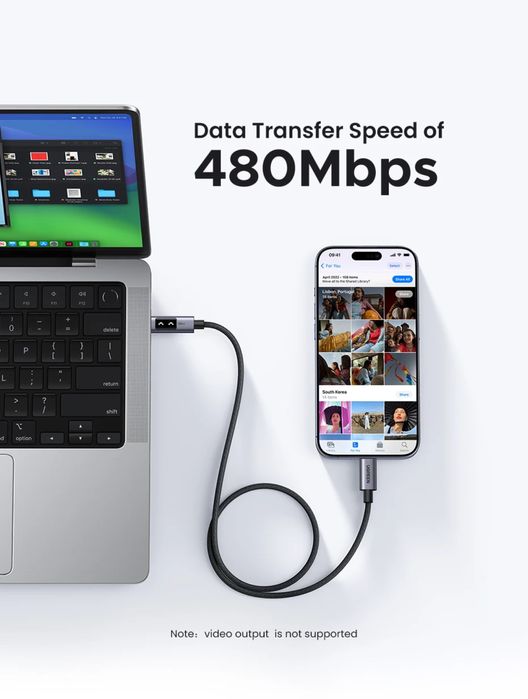 UGREEN UNO PD100W Кабель USB C Fast Charge  iPhone 17,16,15  2metr