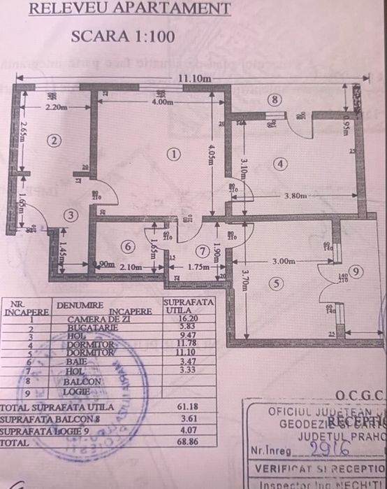 Vand apartament 3 camere cf1 Nord