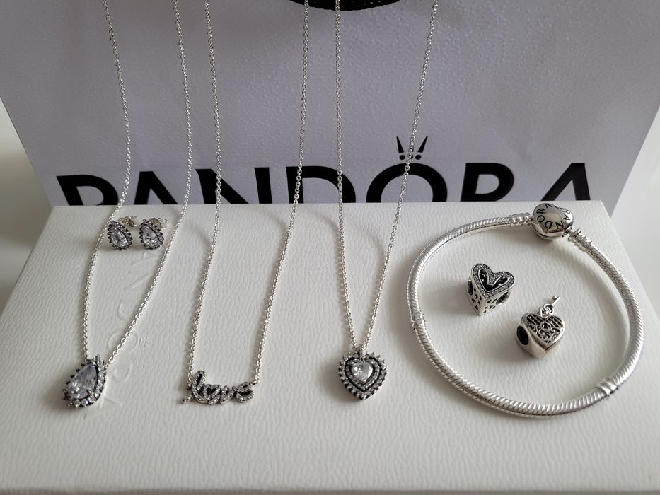 НОВО!Сребърни колиета и обеци PANDORA ALE S925 Пандора+ кутия