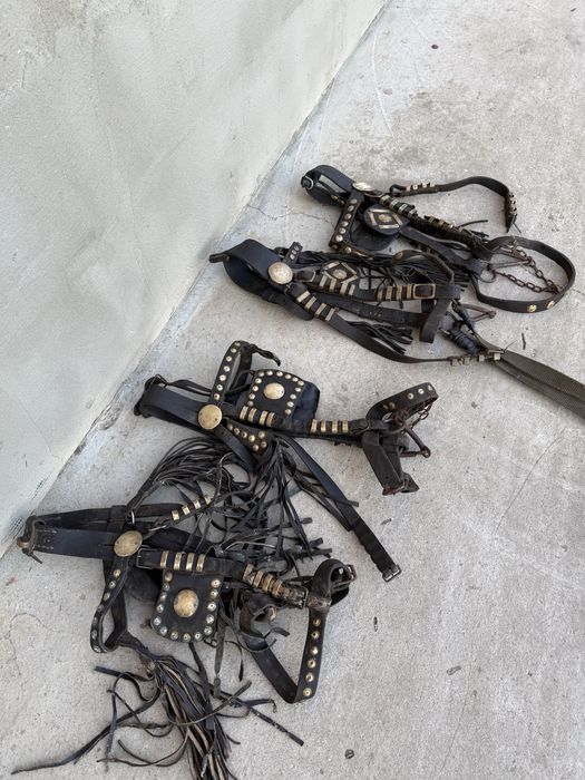 Căpițele / hamuri piele pentru cai + hățuri 2 cai – stare bună