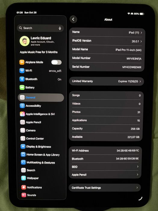 iPad Pro M4 11″ 256GB Cellular + Apple Pencil Pro