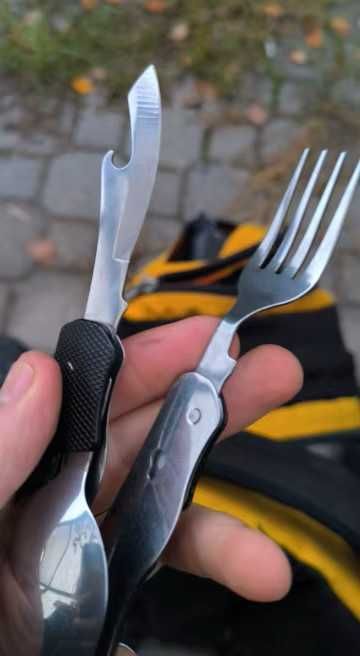 ПРОМО - Сгъваем комплект прибори за къмпинг | 4 в 1