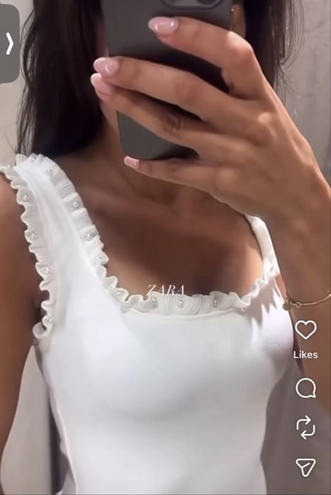 Бяла рокля ZARA с перли