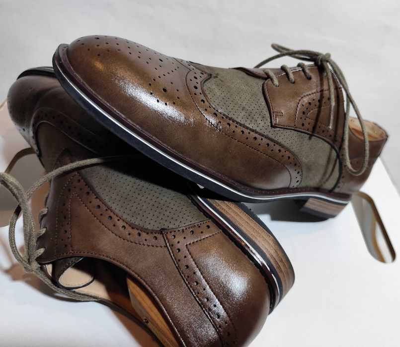 Pantofi derby 40 brogue Lavoratione Artigianale piele naturala moale