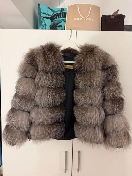 Blana naturala vulpe polara argintie S