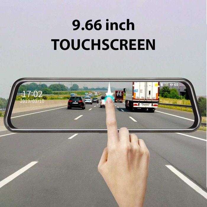 9.66 inch Видеорегистратор FULL TOUCH SCREEN с две камери Waze