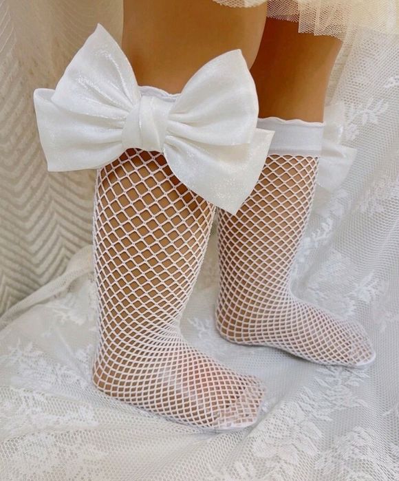 Бебешки чорапки 3/4 с панделка