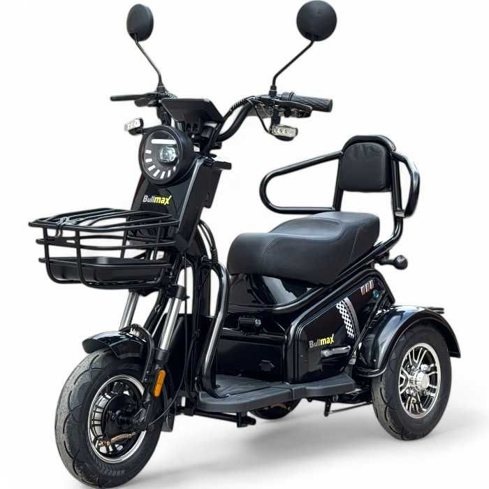 Двуместна електрическа триколка PUDDING 1800W, Черна, Крачна спирачк