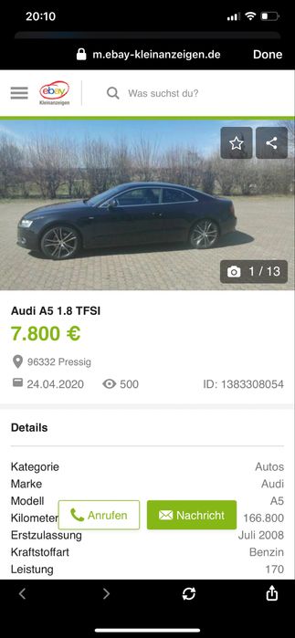 Audi A5 Coupe 1.8 tfsi  2008