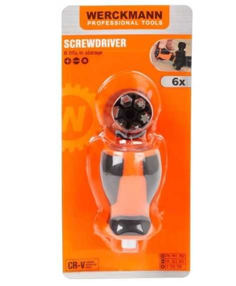 къса отвертка с 6 бита, SL, PH, Torx, Werckmann,  Белгия