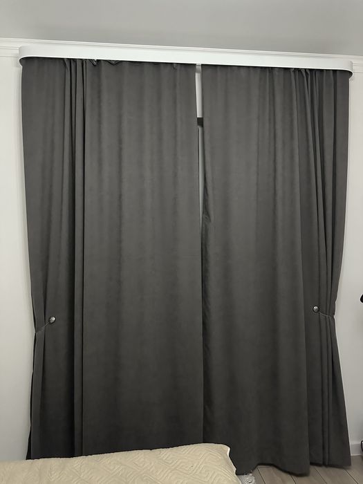 Продам тёмно-серые шторы