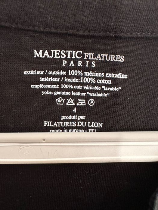 Sacou/cardigan Majestic Paris, M/L lana/ piele naturala