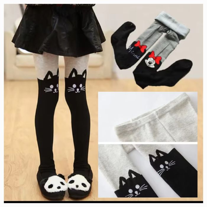 Детски плътни памучни чорапогащници за момичета