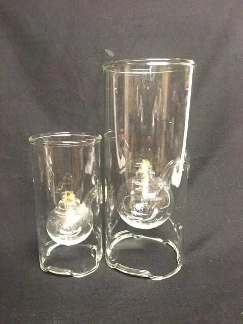 Цилиндрична маслена лампа, ръчно изработено стъкло.