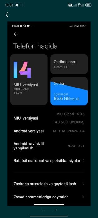 Xiaomi 11t 8+8 128gb
