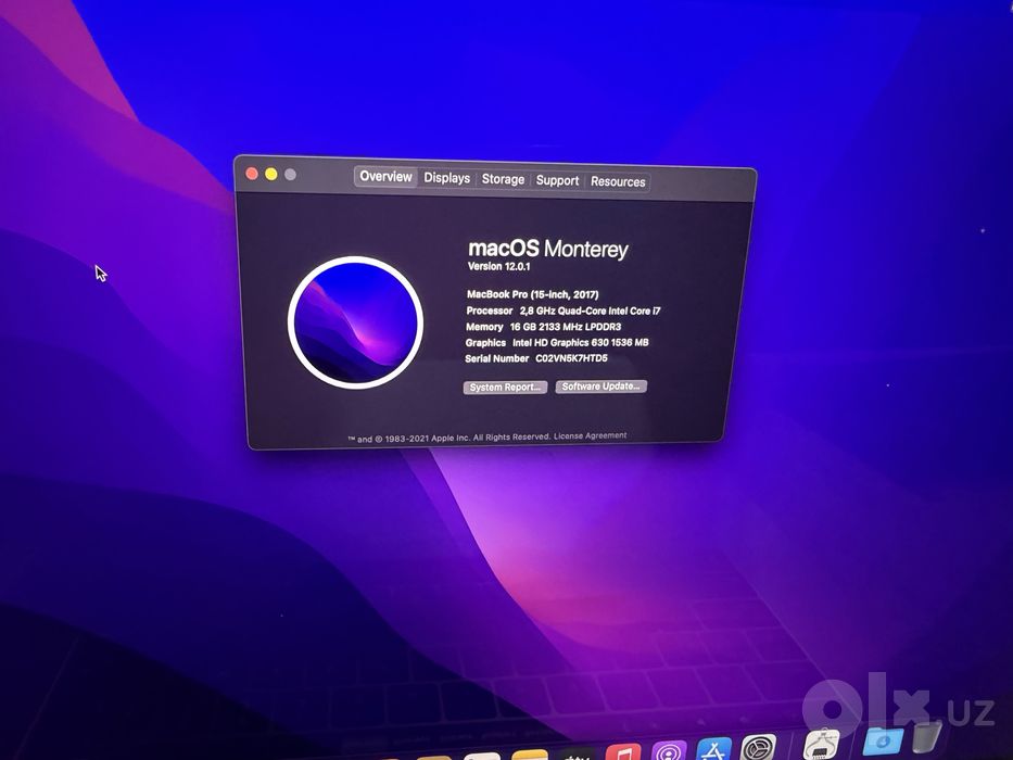 Macbook pro 2017 15 dyum core i7