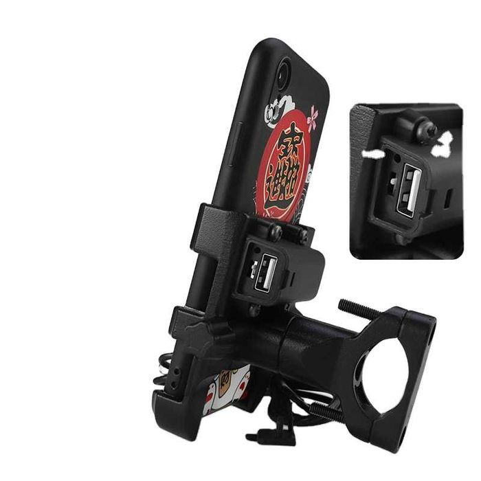 Suport telefon moto, atv, aluminiu, usb charge 2.1A