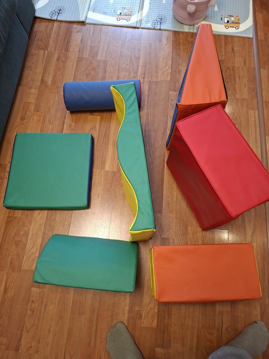 jucarie educativa pentru copii, HOMCOM, Set de 7 blocuri de constructie moi,1-3 ani, multicolor