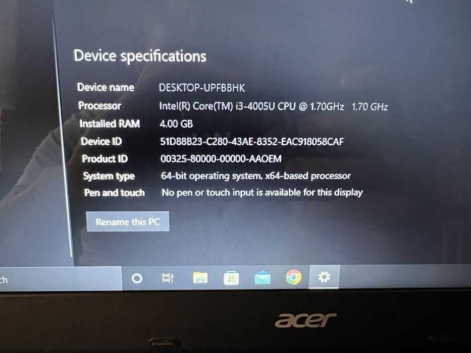 Vand leptop  acer