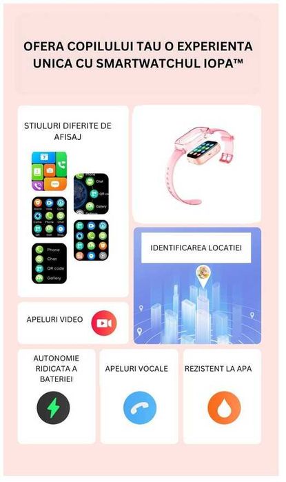 Ceas Smartwatch GPS Copii IOPA, Functie telefon, 4G, Apel video, SOS