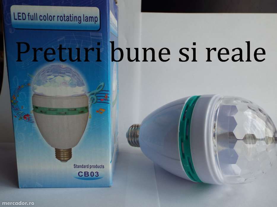 Bec rotativ tip proiector multicolor cu LED