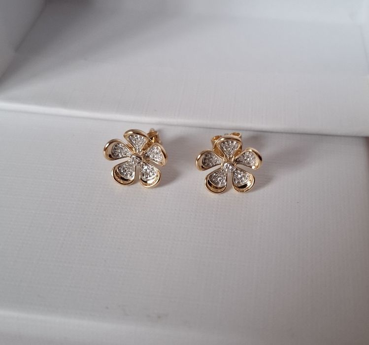 Cercei aur 14k diamante naturale