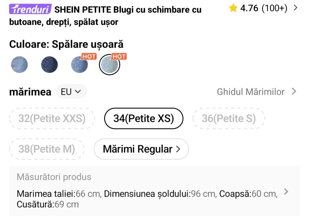 Blugi lungime petite