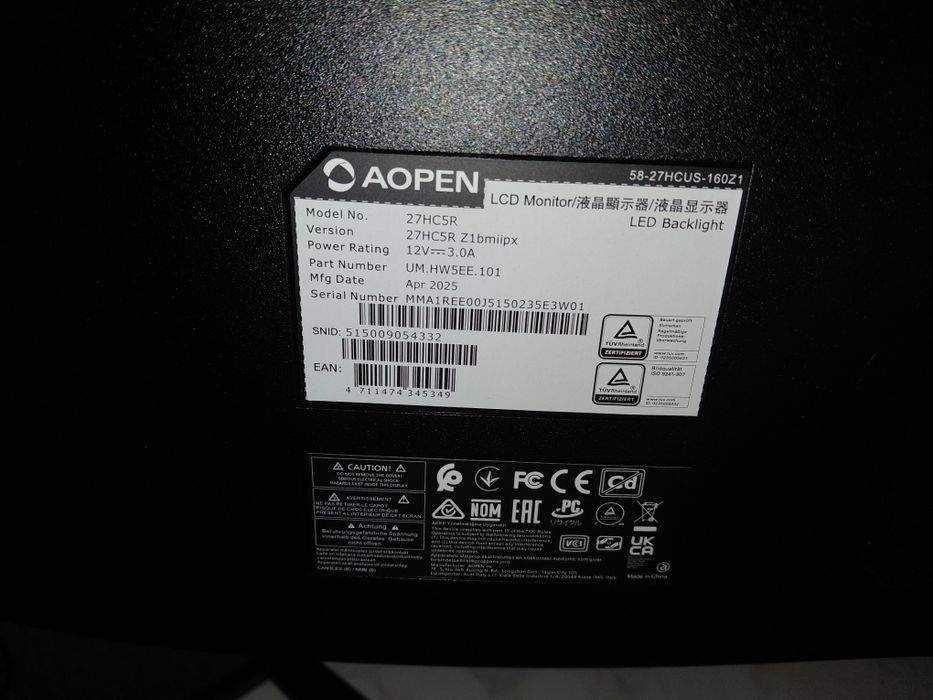 Геймърски Монитор 27'' AOPEN powered by Acer 240 Hz 1ms Гаранция 24 месеца.