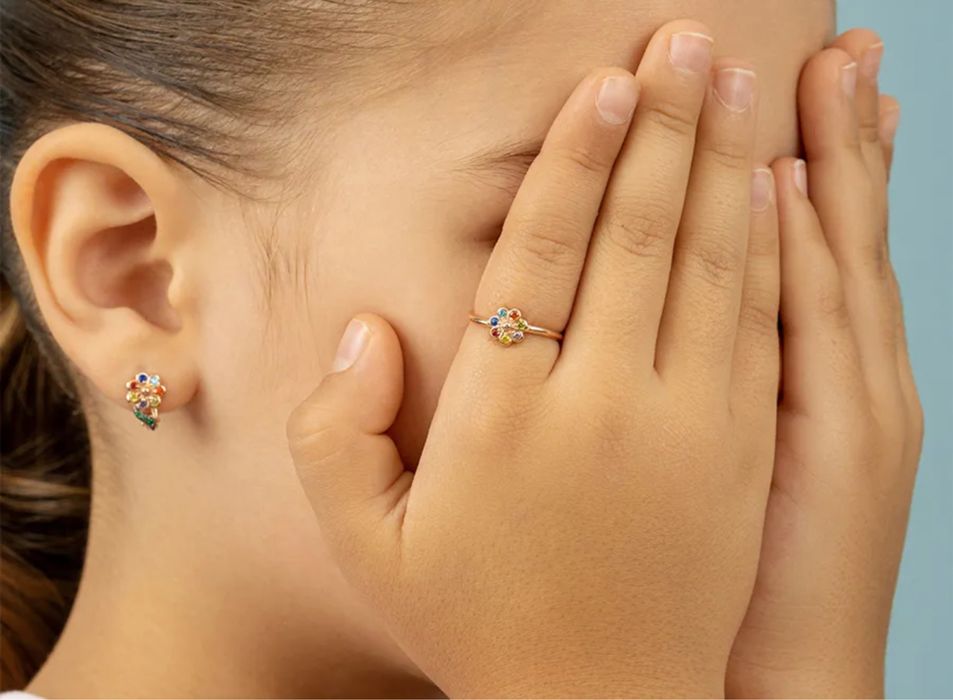 Детский комплект сережки кольцо