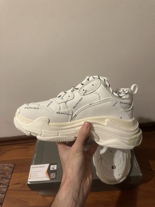 Balenciaga All Over Logo Triple S White Black