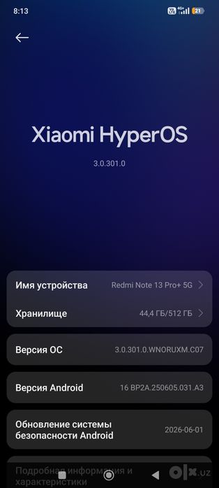 Redmi not 13 pro + 5G sotiladi 512/12 gb holati idyal karobka dakument