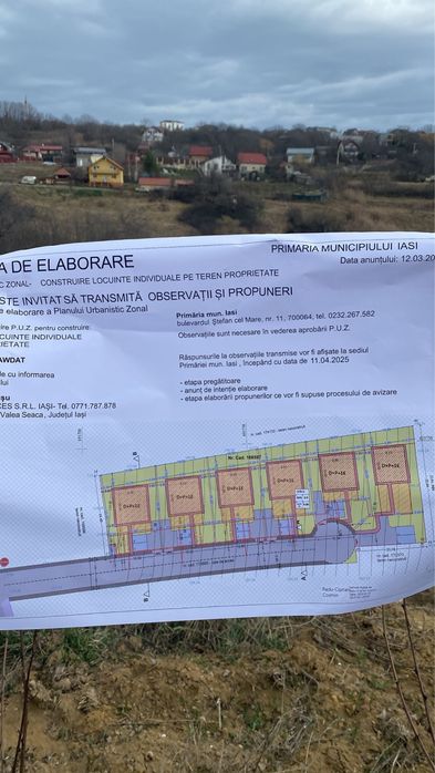 Teren 2.961 mp Iași – PUZ + toate avizele urbanistice | Gata pentru dezvoltare– Dealul Zorilor, Iași