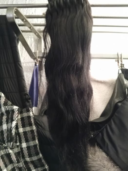 Коса на ред тъмно кестенява 46 см