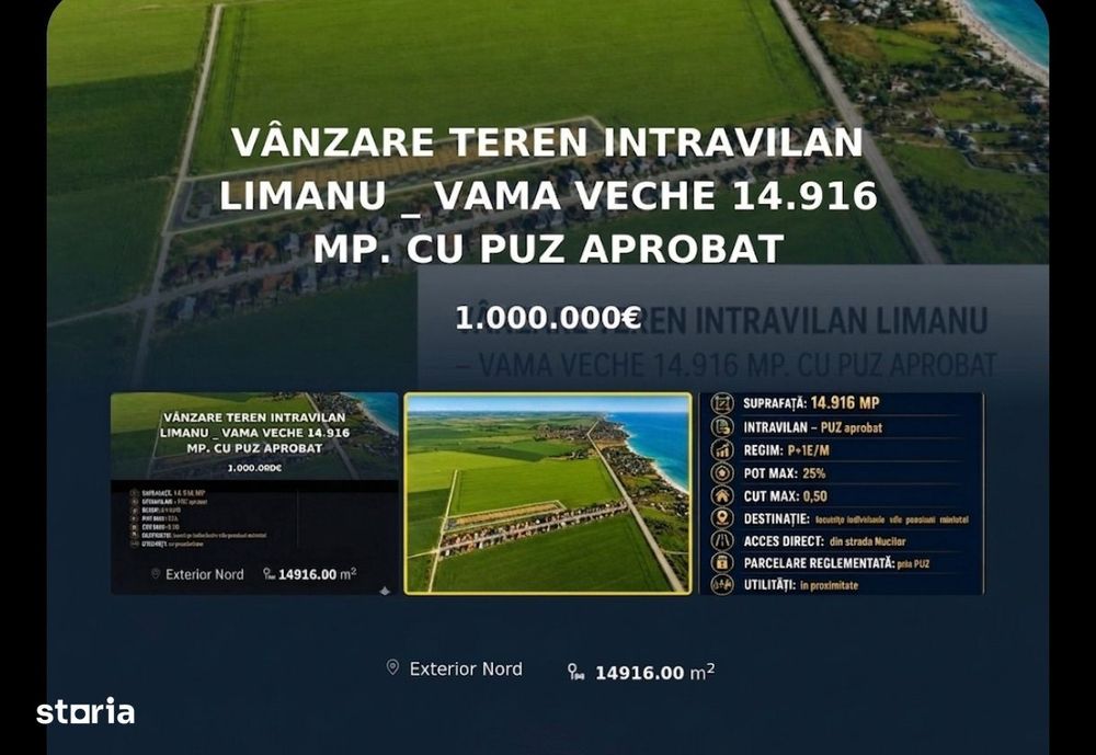 Vanzare teren intravilan Limanu Vama Veche 14.916mp. cu PUZ
