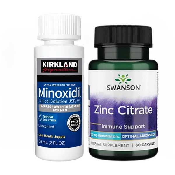 Minoxidil Kirkland 5% + Zinc Citrate 60 capsule (Pipeta inclusa)