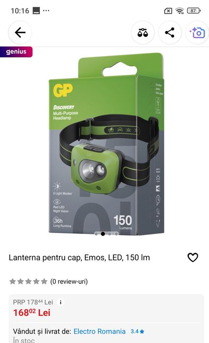 Vând lanterna pentru cap.