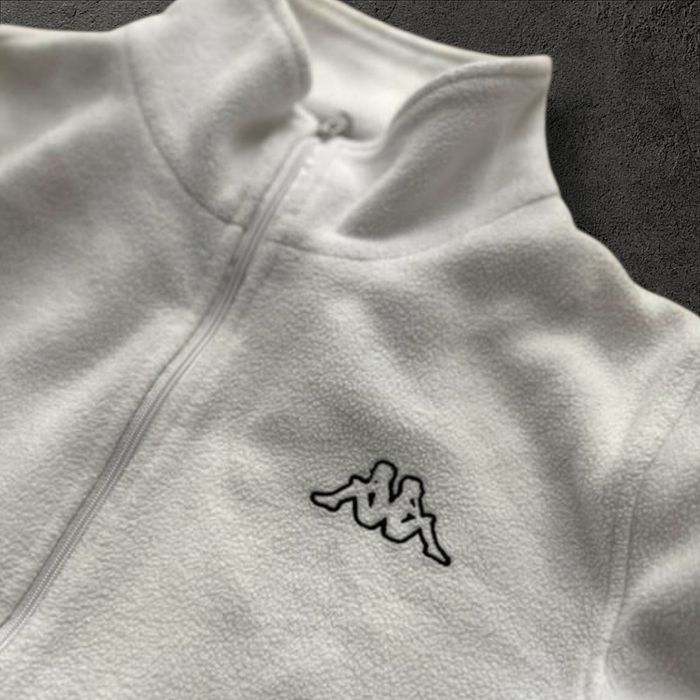 Hanorac alb Kappa, cu fermoar, unisex.