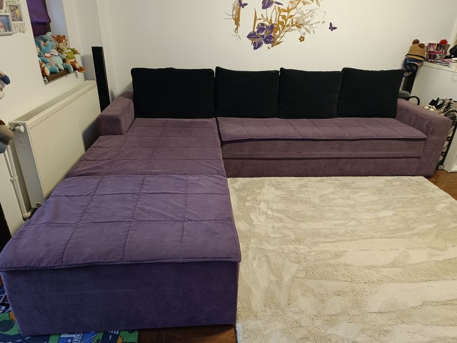 Canapea extensibilă in forma de L cu spațiu de depozitare