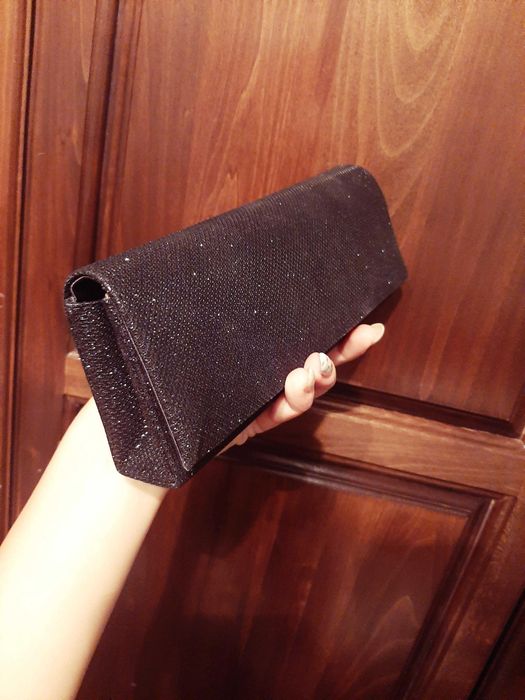 Официална дамска чанта с черен брукат