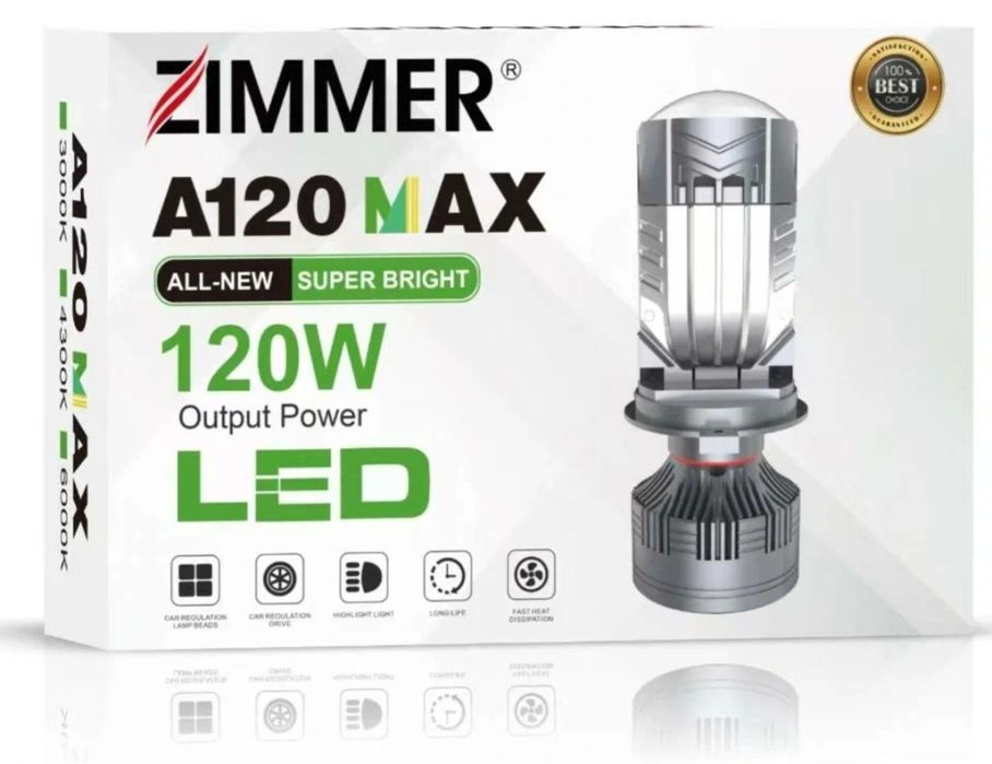 Самые мощные мини линзы от Zimmer A120 MAX 120W H4 по ОПТОВОЙ цене