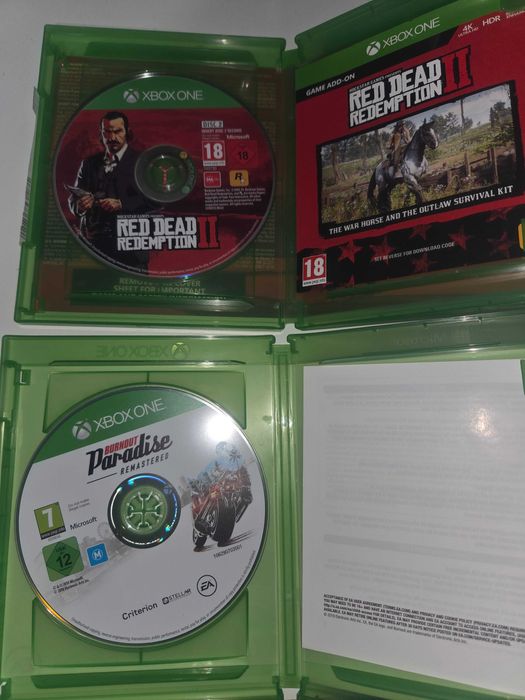 Vând jocuri pentru xbox: Red Dead Redemption 2 si Burnout Paradise