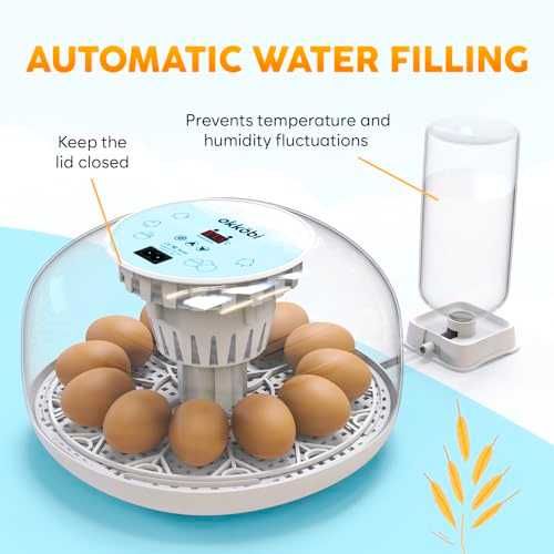 Okkobi M12 автоматичен инкубатор за 12–24 яйца с 360° изглед