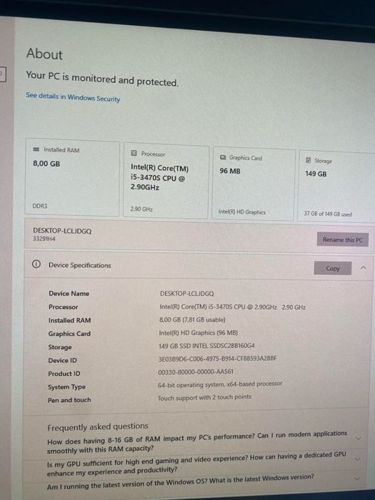 Lenovo компютър с тъч скрийн екран