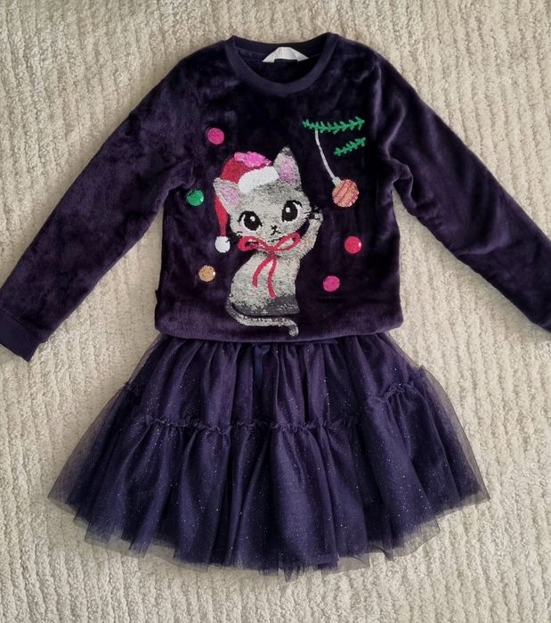 Сет блуза с пайети и бляскава пола H&M, 6-8г.