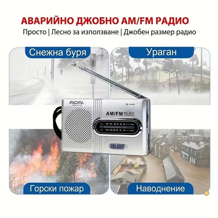 Мини Преносимо Радио INDIN BC-R21 AMFM на Батерии Джобен Транзистор