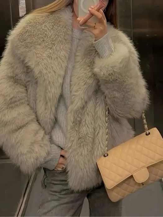 Палто изкуствен косъм оувърсайз