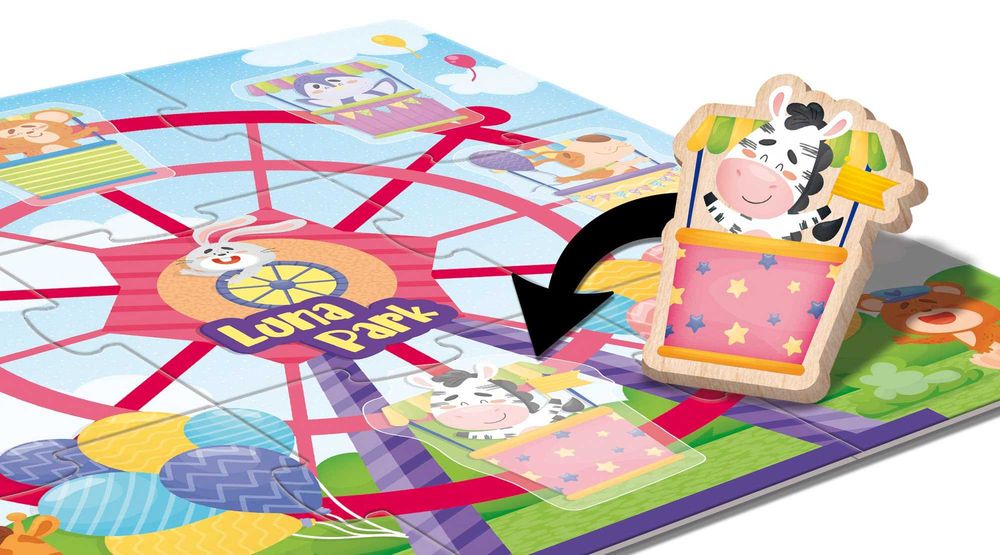 Детски дървен пъзел Lisciani Giochi Montessori Baby Luna Park