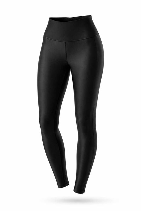 Colanti lucioși lungi negru cu banda