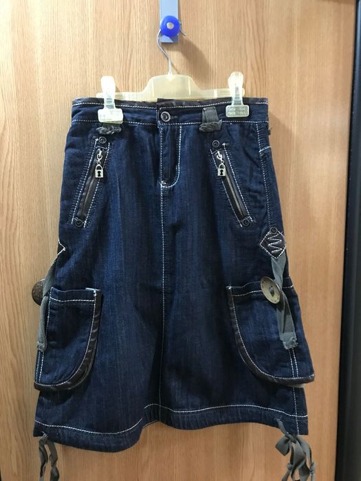 Fustă de blugi 3 sferturi cu buzunare